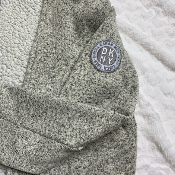 DKNY Knit Zip Up Hoodie with Sheepskin Interior - Picture 4 of 8